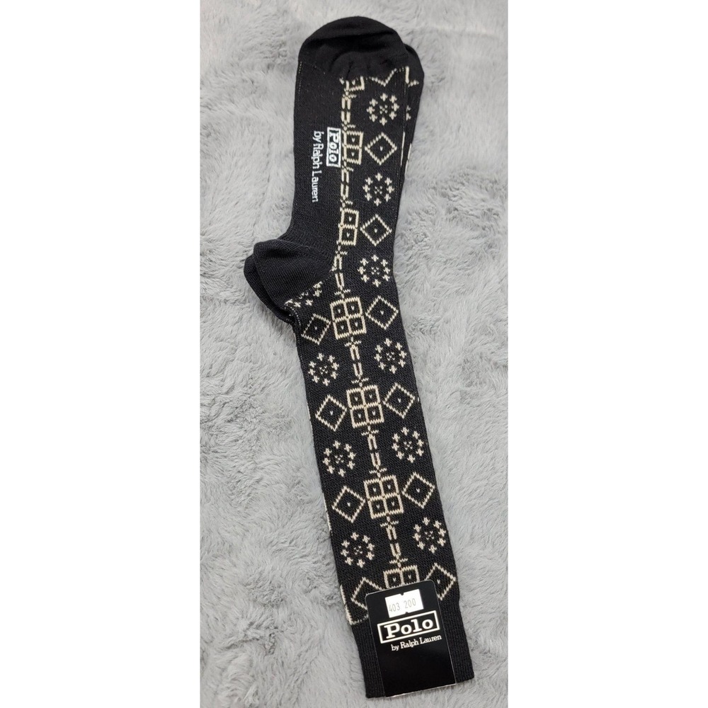 Polo Ralph Lauren Socks Mens 10-13 Black Diamond Argyle Silk Blend Mid Calf USA